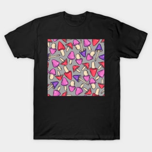 Lovely mushrooms. Grey background. T-Shirt